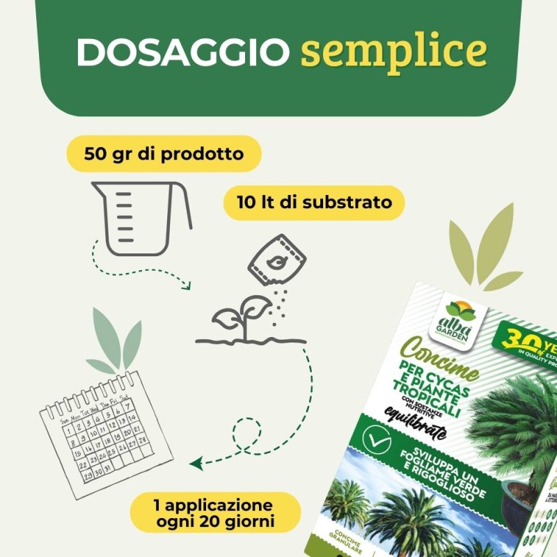 FLORTIS CONCIME IN PELLET CYCAS E PIANTE TROPICALI 1KG- BIA Home & Garden - Foto 8