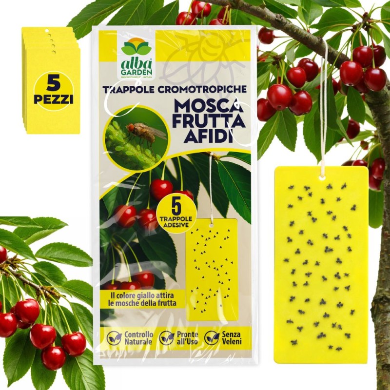 TRAPPOLA CROMOTROPICA GIALLA MOSCA FRUTTA - AFIDI 5 pz