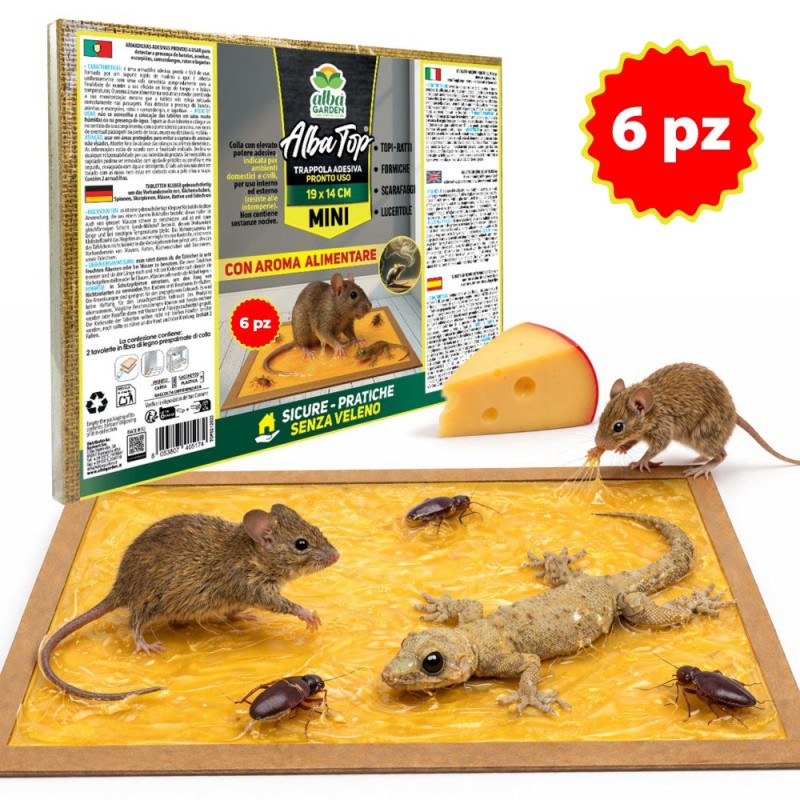 ALBATOP TRAPPOLA ADESIVA PER TOPI MINI 6 pz (3 Conf.)