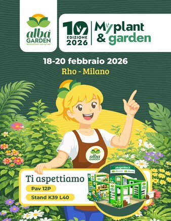 🚀 Myplant & Garden 2026: manca sempre meno! 🚀

Anche quest’anno Albagarden sarà presente a @myplantgarden  per mostrarvi le soluzioni più performanti per il vostro verde.

📍 Pav. 12P – Stand K39 L40

Venite a trovarci per:

Scoprire i nostri prodotti più innovativi
Confrontarvi con il nostro team di esperti
Trovare insieme le soluzioni più adatte ai vostri progetti

Non è solo una fiera: è l’occasione per fare rete, crescere e ottenere risultati concreti. Vi aspettiamo!
📅 18-20 febbraio 2026
 📍 Fiera Milano - Rho
#Albagarden #Myplant2026