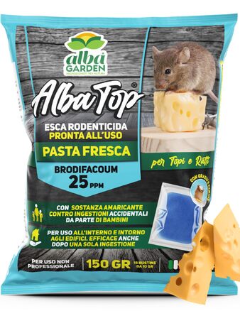 ✅ Problemi di topi o ratti? Risolvili SUBITO.
🟦 AlbaTop Pasta Blu – 150g
Topicida potente, 100% italiano.
✔️ Agisce con UNA SOLA ingestione
✔️ Pronto all’uso
✔️ Efficace contro topi e ratti
✔️ Sicuro per l’ambiente domestico (con sostanza amaricante)!

Acquistalo su www.albagarden.it
#albagarden